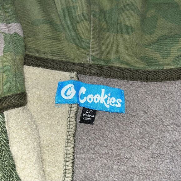 COOKIES Zip Hoodie Men's Size Large Green Camo Jean Full Zip Patchwork - Picture 8 of 14